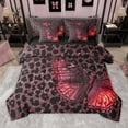 thumbnail image 1 of Manfei Gradient Red Butterfly 7 Pieces Bedding Comforter Set for Teens Children Female,Leopard Print Full Bedding Set Lightweight,Bling Glitter Fitted Sheet Flat Sheet,Luxury Bedroom Decor, 1 of 8