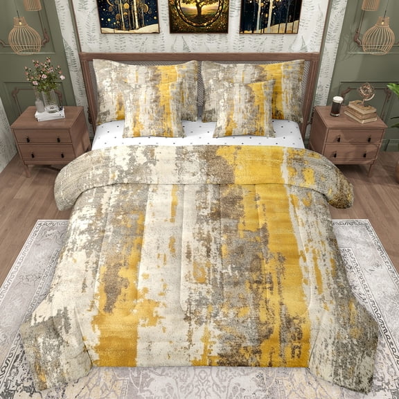 Manfei Gradient Tie Dye 7-Piece Bedding Comforter Set,Retro Batik Aesthetic King Bedding Sets,Orange Gray Bed Sheets For Teens,Luxury Bedroom Decor Reversible