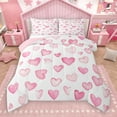 thumbnail image 1 of Manfei Graffiti Heart Print Bedding Comforter Set,Cartoon Pattern Twin Comforter Sets,White Pink Ombre Bedding Set For Princess,Ultra Soft Home Decor Reversible,2 Pieces, 1 of 9
