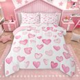 thumbnail image 1 of Manfei Graffiti Heart Print Full Size Comforter Sets,Cartoon Pattern Bedding Comforter Set,White Pink Ombre Bedding Sets For Princess,Ultra Soft Home Decor Reversible,3pcs, 1 of 9