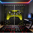 thumbnail image 1 of Manfei Graffiti Hippie Gamepad Curtains Pack of 2 (38x54),Yellow Black Ombre Black Out Curtains,Gamer Gaming Curtains for Living Room For Boys Kids,Super Cozy Bedroom Decor, 1 of 7