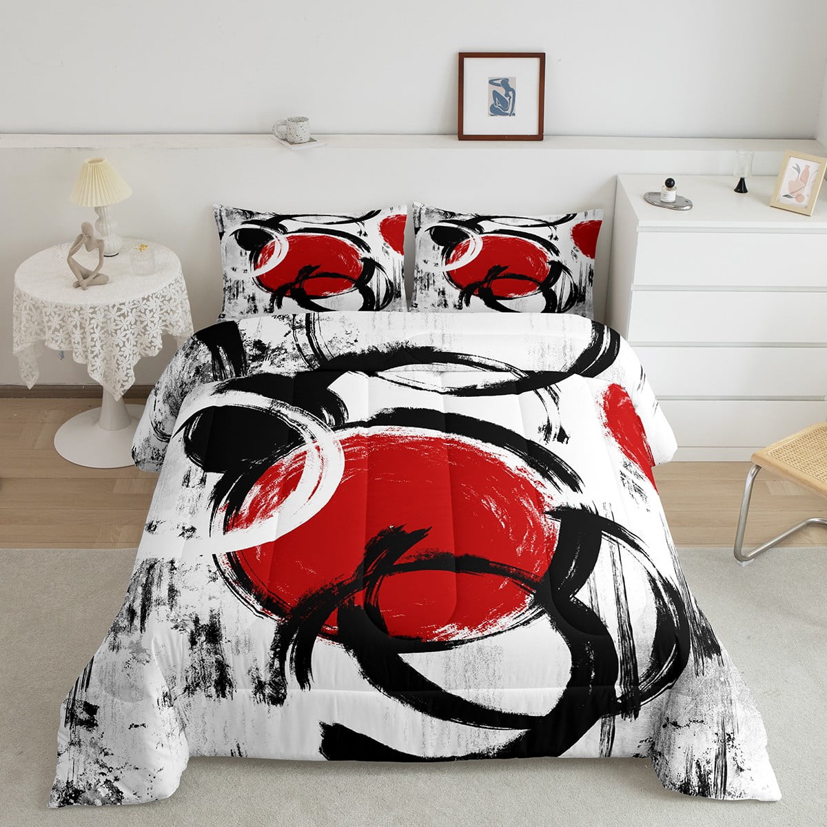 Manfei Modern Retro Abstract Pillow Covers, 2-Pack 18x18 Inch, Double-Sided Print, Hidden Zipper