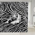 thumbnail image 1 of Manfei Graffiti Tiger Shower Curtain 72Wx72L, Abstract Zebra Print Bathroom Curtain, White Gray, 1 of 5