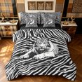 thumbnail image 1 of Manfei Graffiti Tiger Twin Bedding, Abstract Zebra Print Bedding Comforter Set, White Gray, Black Reversible, 7pcs, 1 of 6