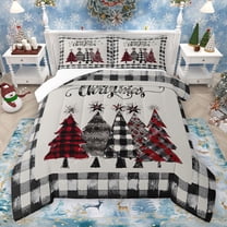 Manfei Graffiti Xmas Tree Bedding Comforter Set,Merry Christmas Twin Comforter Sets,Red Gray Black Bedding Set For Girl Kids,Ultra Soft Home Decor,2pcs