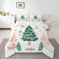 thumbnail image 1 of Manfei Graffiti Xmas Tree King Size Comforter Sets,Pink Christmas Tree Bedding Comforter Set,Cute Bowtie Bow Bedding Set For Girls,Ultra Soft Home Decor Reversible,3-Piece, 1 of 7