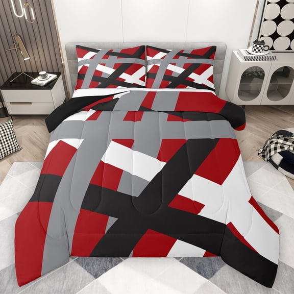 Manfei Gray Black Stripes Bedding Comforter Set,Abstract Geometric Lines Twin Comforter Sets,Minimalist Stripe Bedding Set For Girls Kids,Microfiber Bedroom Decor Reversible,2pcs