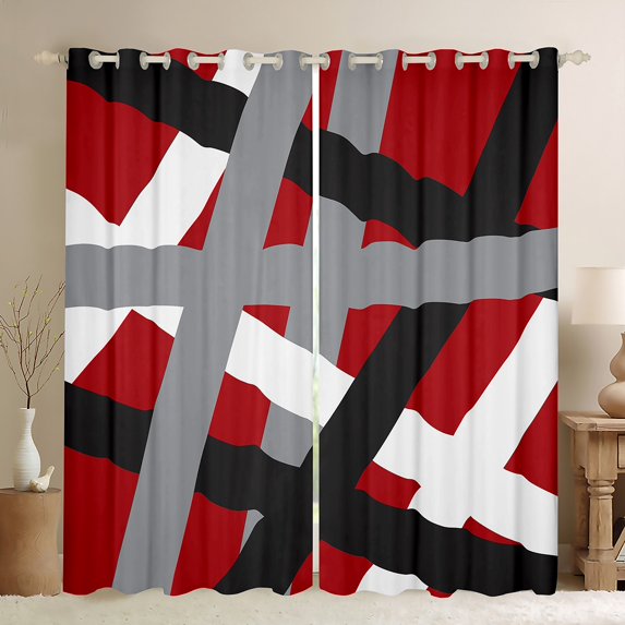 Manfei Gray Black Stripes Black Out Curtains,Abstract Geometric Lines Curtains Pack of 2 (42x63 Each),Minimalist Stripe Bedroom Curtains For Girls Kids,Microfiber Bedroom Decor