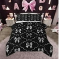 thumbnail image 1 of Manfei Gray Bow Knot Full Size Comforter Sets for Girls, Dreamy Bowtie Bedding Comforter Set, Watercolor Bowknot Ribbon Bedding Sets, Lightweight Bedroom Decor, Reversible 3 Pieces, 1 of 8