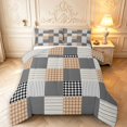 thumbnail image 1 of Manfei Gray Brown Geometric Check Full Size Comforter Sets,Classic Plaid Bedding Comforter Set,Light Gray Reversible,3-Piece,1 Comforter and 2 Pillowcases,3-Piece,1 Comforter and 2 Pillowcases, 1 of 7