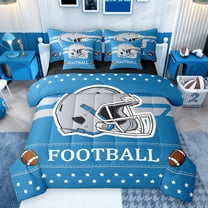 Manfei Gray Rugby Helemt 7-Piece Twin Bedding Sets,Football Sport Bedding Comforter Set,Boys Ball Game Sheet Sets For Boys Kids,Ultra Soft Home Decor Reversible