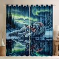 thumbnail image 1 of Manfei Gray Wolf Blackout Curtains,Icy Woodland Pattern Curtains Pack of 2 (42x84 Each), 1 of 7