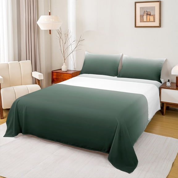 Manfei Green Bed Sheets Set Twin Size,Modern Minimalist Art Bedding Sets Twin Size,Minimalism Artwork Bed Sheets Twin,Lightweight Bedroom Decor,4-Piece