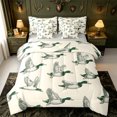 thumbnail image 1 of Manfei Green Billed Waterfowl Print 7 Pieces Full Size Bedding Sets,Rustic Mallard Duck Full Size Bed in a Bag,Light Gray Reversible, 1 of 7