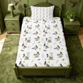 thumbnail image 1 of Manfei Green Billed Waterfowl Print Fitted Sheet Full,Farmhouse Duck Bed Set,3pcs,1 Fitted Sheet and 2 Pillowcases, 1 of 6