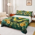 thumbnail image 1 of Homewish Green Bohemian Butterfly Twin Sheet Sets, Gold Groovy Flower Twin Fitted Sheet, Hippie Western Animal Flat Sheet, Ultra Soft Bedroom Decor, 3-Piece, 1 of 7