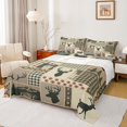 thumbnail image 1 of Manfei Green Check Buck Queen Sheets,Rustic Woodland Queen Sheet Sets,4-Piece,1 Flat Sheet, 1 Fitted Sheet and 2 Pillowcases, 1 of 6