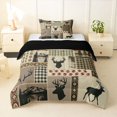 thumbnail image 1 of Manfei Green Check Buck Twin Comforter Sets,Rustic Woodland Bedding Set,Black Reversible,2 Pieces,1 Comforter and 1 Pillowcase, 1 of 7
