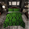 thumbnail image 1 of Manfei Green Damask Flower Queen Comforter Set, Tribal Hippie Mandala Bedding Sets, Teen Adult Female Man Reversible Bedding Comforter Set, Super Cozy Room Decor, 3-Piece, 1 of 8