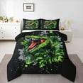 thumbnail image 1 of Manfei Green Dinsaur King Size Comforter Sets,Tropical Plant Monstera Bedding Comforter Set,Gray Splashing Ink Bedding Set For Boys Kids,Breathable Home Decor Reversible,3 Pieces, 1 of 7