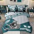 thumbnail image 1 of Manfei Green Football Helmet 7-Piece Twin Bedding Sets,Rugby Sport Bedding Comforter Set,Boys Ball Game Sheet Sets For Kids,Ultra Soft Home Decor Reversible, 1 of 8