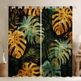 thumbnail image 1 of Manfei Green Gold Leaves Black Out Curtains,Tropical Plant Theme Curtains Pack of 2 (42x63 Each),Monstera Leaf Bedroom Curtains For Teens,Breathable Home Decor, 1 of 6