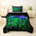thumbnail image 1 of Manfei Green Monster Truck Twin Comforter Sets,Patchwork Geometric Plaid Bedding Set,Black Reversible,2-Piece,1 Comforter and 1 Pillowcase, 1 of 7