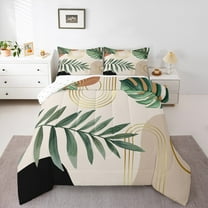Manfei Green Monstera Palm Bedding Comforter Set,Tropical Botanical Leaves Twin Comforter Sets,Modern Minimalist Aesthetic Bedding Set For Kids,Super Cozy Room Decor Reversible,2 Pieces
