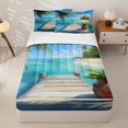 thumbnail image 1 of Manfei Green Palm Trees Zipper Twin Comforter Sets with Fitted Sheet and 2 Pillowcases,Wooden Bridge Zipper Bedding Set,4pcs, 1 of 8
