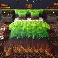 thumbnail image 1 of Manfei Green Pixelate Miner Bedding Comforter Set 7pcs, Cartoon Block Patchwork Queen Bedding Sets, Teens Kids Girls Boys Reversible Queen Sheet Sets, Luxury Bedroom Decor, 1 of 7