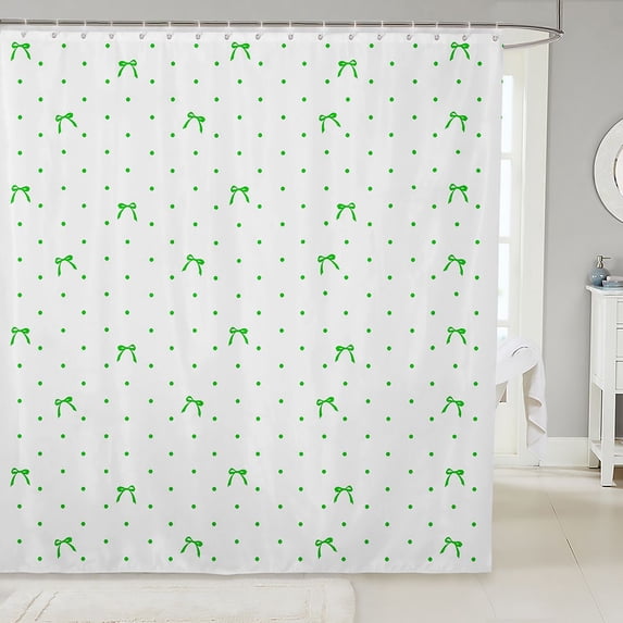 Manfei Green Princess Bowknot Shower Curtain 72Wx78L,Fashion Bow Tie Bath Curtain
