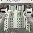 thumbnail image 1 of Manfei Green Square Buffalo Queen Comforter Set, Vintage Checkered Abstract Bedding Sets, Rectangle Plaid Reversible Bedding Comforter Set, Breathable Home Decor, 3 Pieces, 1 of 9
