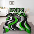 thumbnail image 1 of Manfei Green Stripes Adult Bedding Comforter Set, Abstract Ombre Twin Comforter Sets, Chic Geometric Artwork Reversible Bedding Set, Breathable Home Decor, 2pcs, 1 of 8