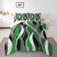 thumbnail image 1 of Manfei Green Stripes Adult Full Size Comforter Sets, Abstract Ombre Bedding Comforter Set, Chic Geometric Artwork Reversible Bedding Sets, Microfiber Bedroom Decor, 3 Pieces, 1 of 8