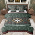 thumbnail image 1 of Manfei Green Western Aztec Bedding Comforter Set 7 Pieces for Women, Boho Mandala Square Full Bedding Set, Tribal Hippie Style Reversible Fitted Sheet Flat Sheet, Microfiber Bedroom Decor, 1 of 7