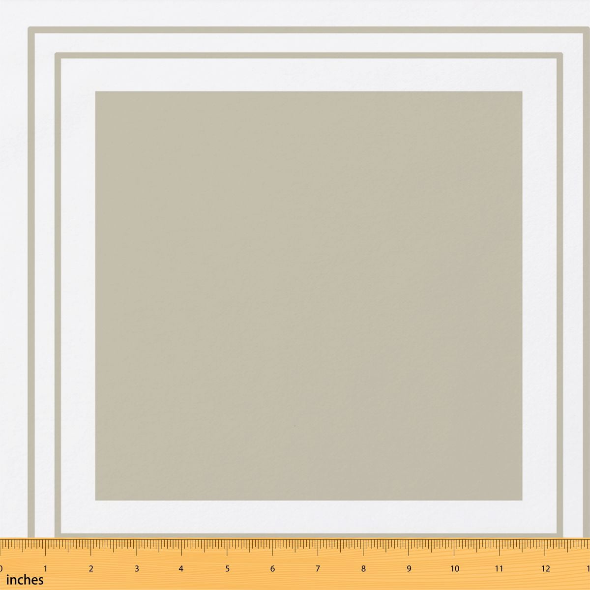 Manfei Greige Square Fabric by the Yard 2 Yards, White Framed Block ...