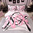 thumbnail image 1 of Manfei Greometric Stripe Lines 7-Piece Twin Bedding Sets,Modern Abstract Art Bedding Comforter Set,Pink Black Striped Sheet Sets For Gitls Teens,Breathable Home Decor Reversible, 1 of 8