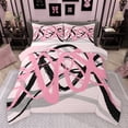 thumbnail image 1 of Manfei Greometric Stripe Lines Bedding Comforter Set,Modern Abstract Art Twin Comforter Sets,Pink Black Striped Bedding Set For Gitls Teens,Breathable Home Decor Reversible,2 Pieces, 1 of 8