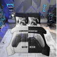 thumbnail image 1 of Manfei Grey Black Gamepad Bedding Sets Full Size, Game Console Bed in a Bag Full size, Modern Video Game Reversible Comforter Sets with Sheets, Super Cozy Room Decor, 7 Pieces, 1 of 7