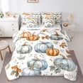 thumbnail image 1 of Feelyou Grey Blue Pumpkin Twin Bedding Sets 7-Piece, Maple Plant Botanical Bedding Comforter Set, Harvest Theme Sheet Sets, Super Cozy Bedroom Decorative, 1 of 7