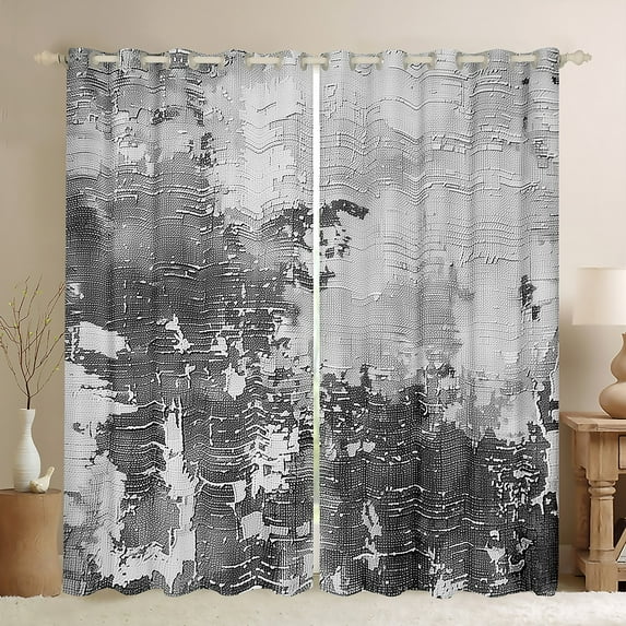 Manfei Grey Chic Abstract Curtains Pack of 2 (42x84 Each) for Adult, Oil Printing Curtains Blackout, Mid Century Artwork Bedroom Curtains, Curtains and Drapes Decor