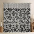 thumbnail image 1 of Manfei Grey Damask Floral Blackout Curtains Set of 2 (52x84 Each) for Female, Mystic Western Tribal Window Curtains, Vintage Stripes Abstract Curtains and Drapes, Window Curtains Decor, 1 of 6