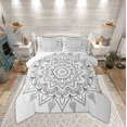 thumbnail image 1 of Manfei Grey Damask Flower Full Size Comforter Sets, Tribal Hippie Mandala Bedding Comforter Set, Teen Adult Female Man Reversible Bedding Sets, Breathable Home Decor, 3pcs, 1 of 8