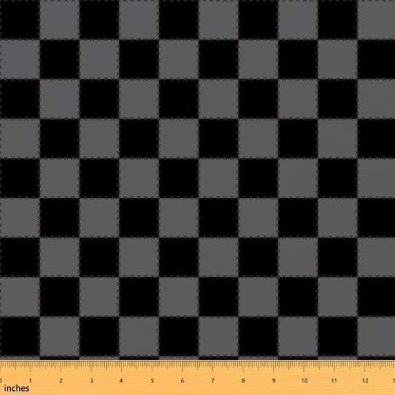 Text Tile Material Manfei Grey Gingham Fabric by the Yard 3 Yards, Black Check Room Decor ...
