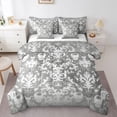 thumbnail image 1 of Manfei Grey Gothic Skull 7-Piece Twin Bedding Sets for Boys Girls,Bohemian Damask Bedding Comforter Set,Exotic Style Breathable Sheet Sets,Luxury Bedroom Decor,Reversible, 1 of 8
