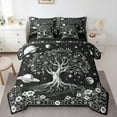 thumbnail image 1 of Manfei Grey Life Tree Bedding Comforter Set 7pcs, Mystic Bohemian Flower Botanical Queen Bedding Sets, Outer Space Planet Reversible Super Cozy Room Decor, 1 of 7