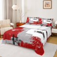 thumbnail image 1 of Homewish 4pcs Grey Red Oil Printing Sheet Set, Queen - Watercolor Artwork, 1 of 7