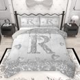 thumbnail image 1 of Homewish Grey Sequin Print R Full Size Comforter Sets for Kids, Romantic Diamond Love Heart Bedding Comforter Set, Fashion Mabrling Abstract Reversible Bedding Sets, Lightweight Room Decor, 3pcs, 1 of 8