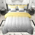 thumbnail image 1 of Manfei Grey Yellow Rainbow Bedding Comforter Set 7pcs, Fashion Bling Stars Print King Bedding Sets, Teens Kids Girls Women Reversible Bed Sheets, Luxury Bedroom Decor, 1 of 7