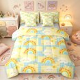 thumbnail image 1 of Manfei Grid Rainbow Twin Bedding, Galaxy Cloud Bedding Comforter Set, Yellow Blue, Gray Reversible, 7pcs, 1 of 6
